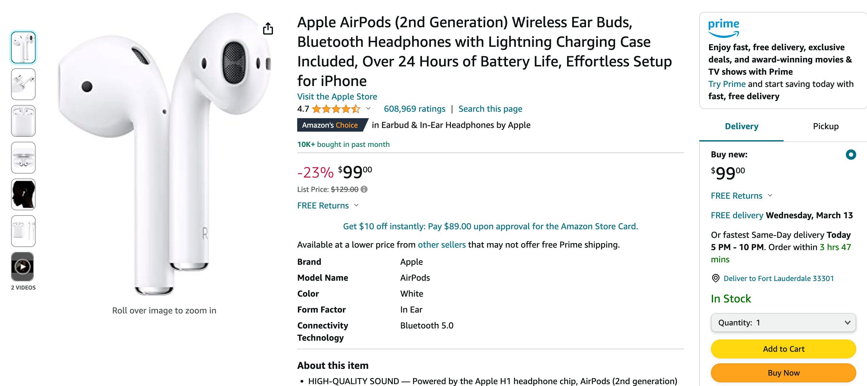 Amazon Apple AirPods 