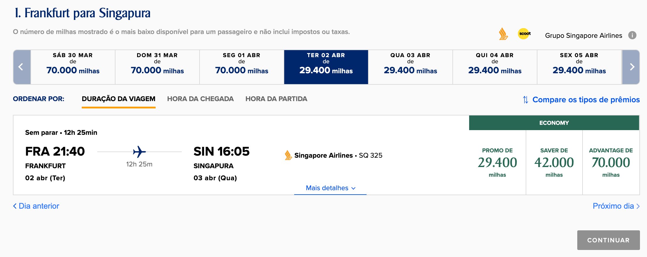 KrisFlyer Desconto