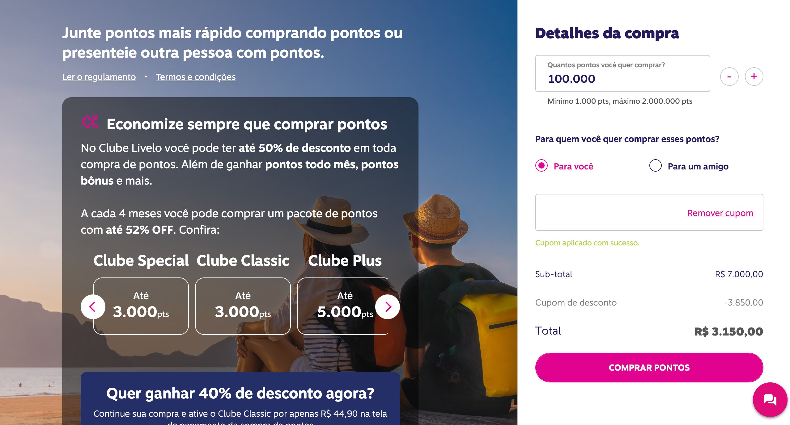 Livelo Desconto pontos