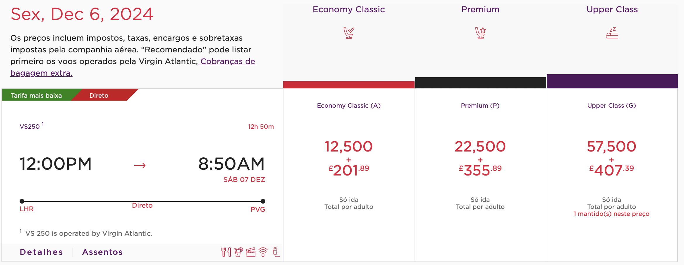 Virgin Atlantic pontos