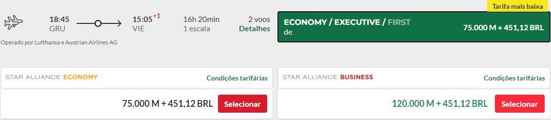 milhas Áustria