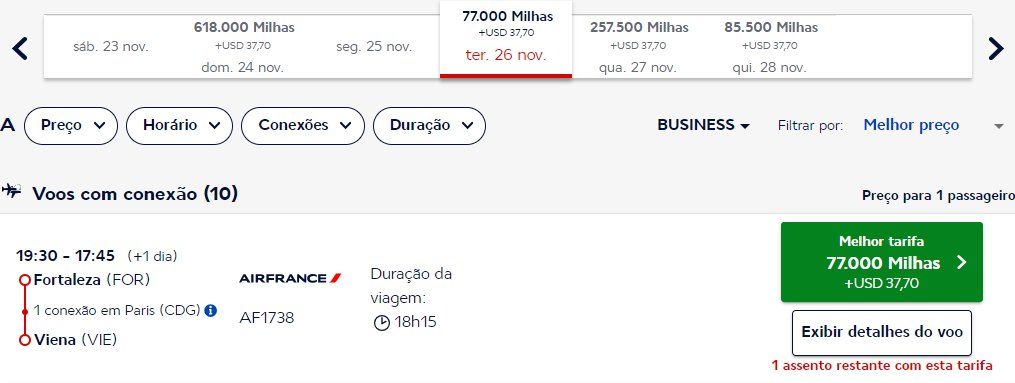 milhas Áustria