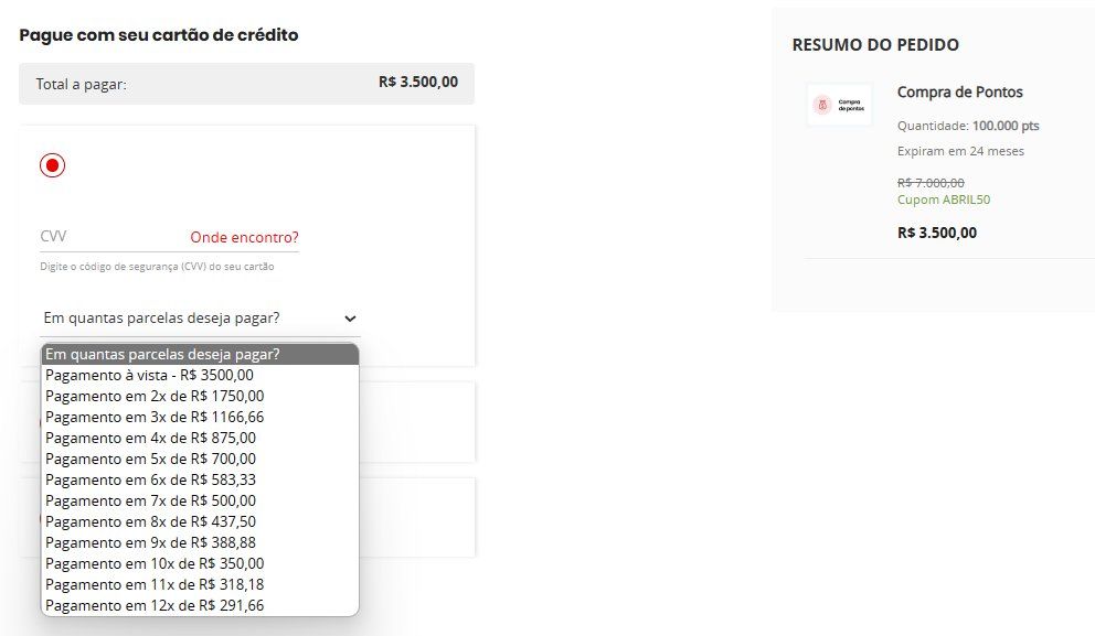 esfera compra de pontos