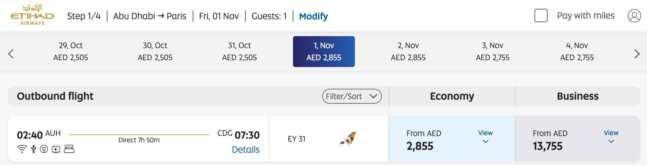 Etihad Abu Dhabi Paris A380