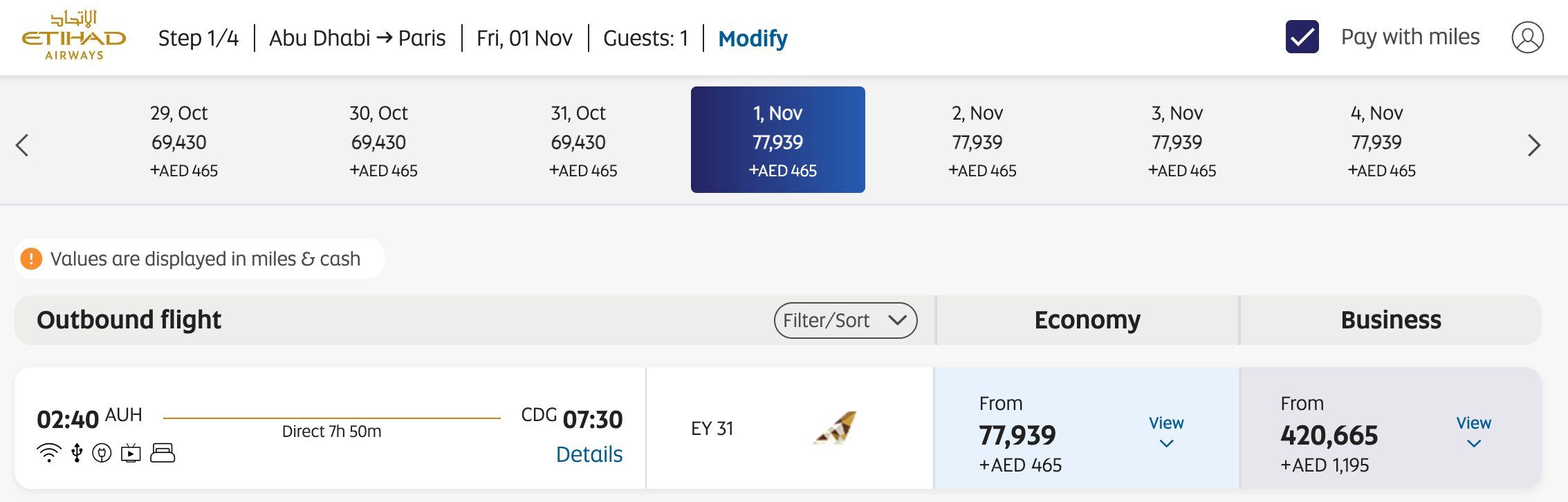 Etihad Abu Dhabi Paris A380