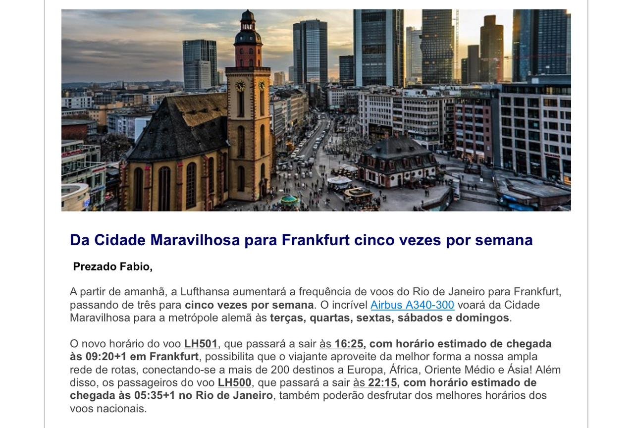 Lufthansa aviso Rio de Janeiro
