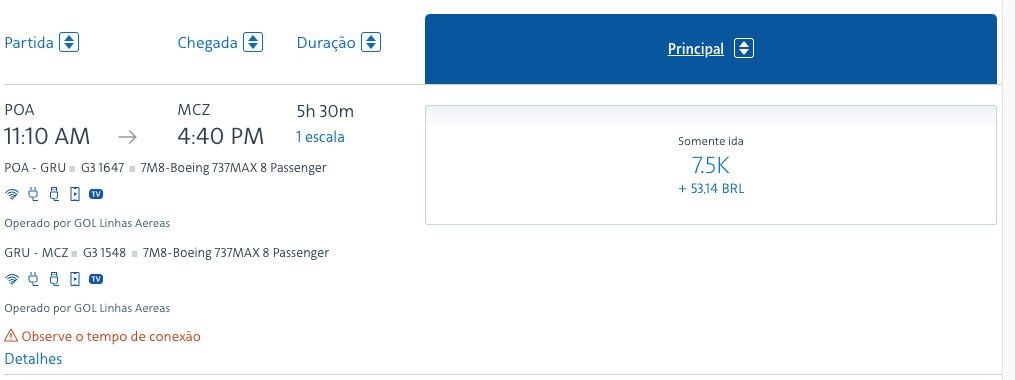 Print consulta AA voando GOL