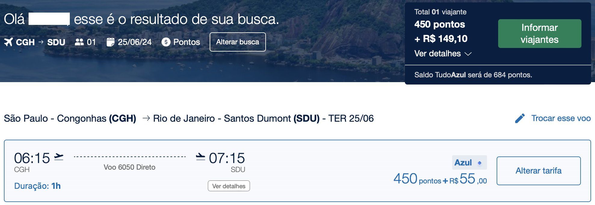 azul desconto