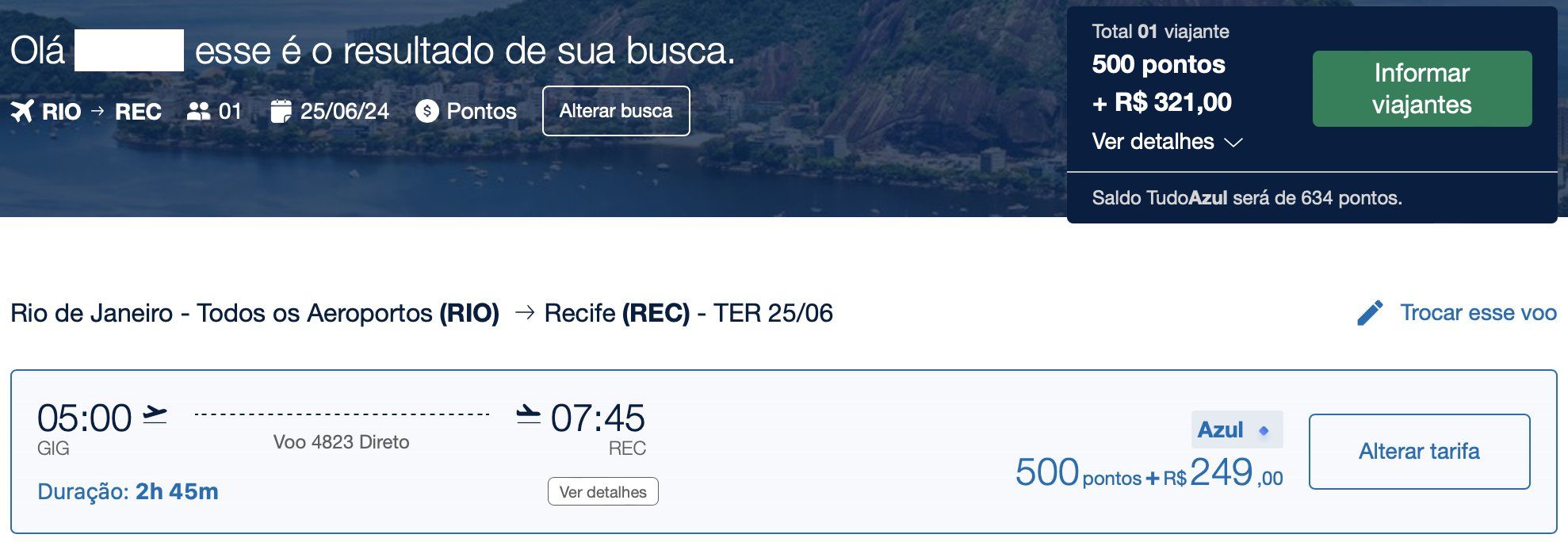 azul desconto