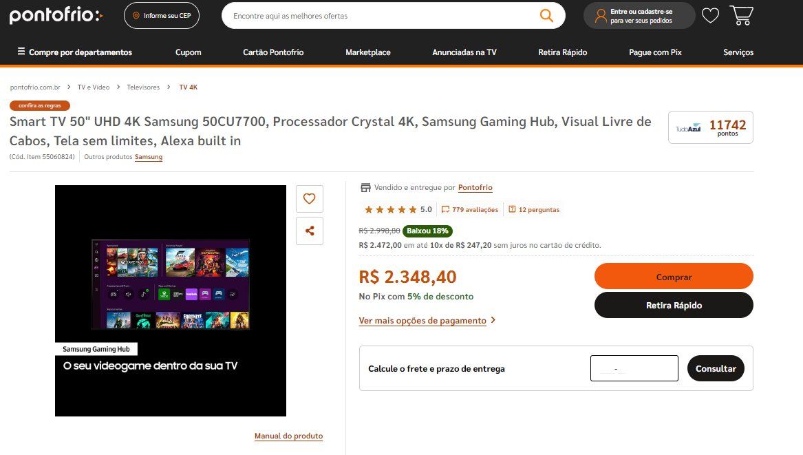 exemplo azul pontofrio