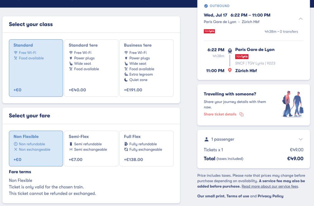 TGV passagem Paris - Zurich