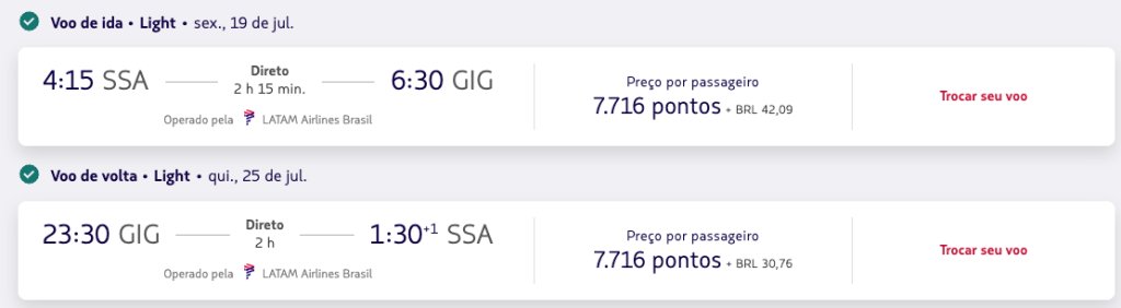 voo SSA-GIG julho