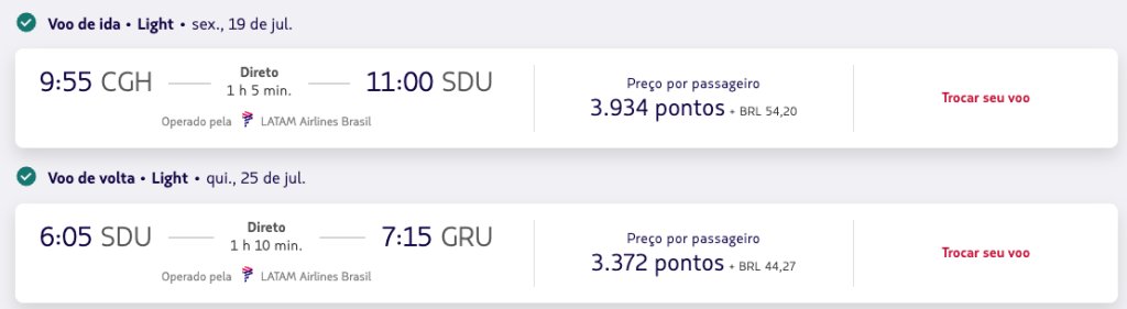 voo CGH-RIO julho