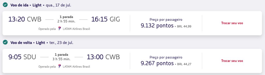 voo CWB-GIG julho