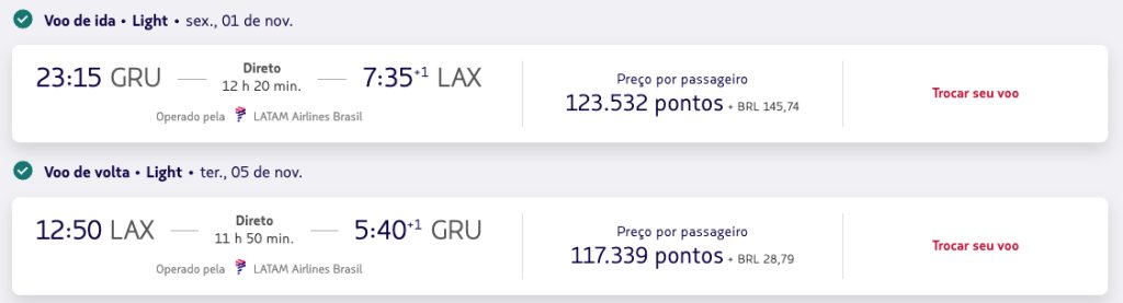 Disponibilidade Latam LAX