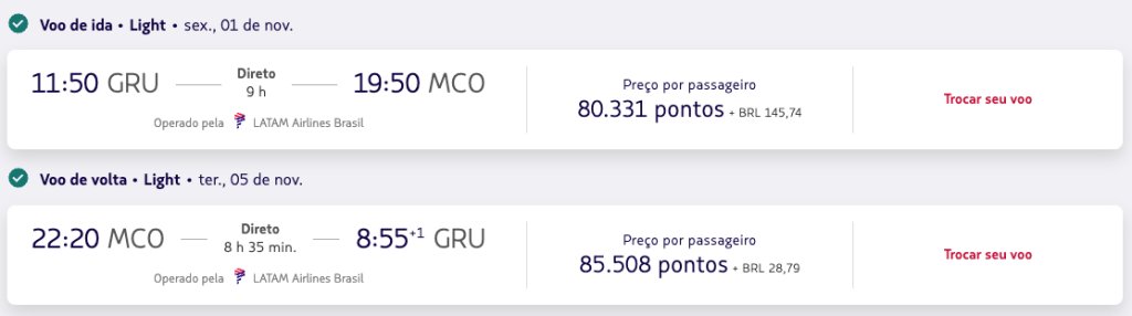 Disponibilidade latam MCO