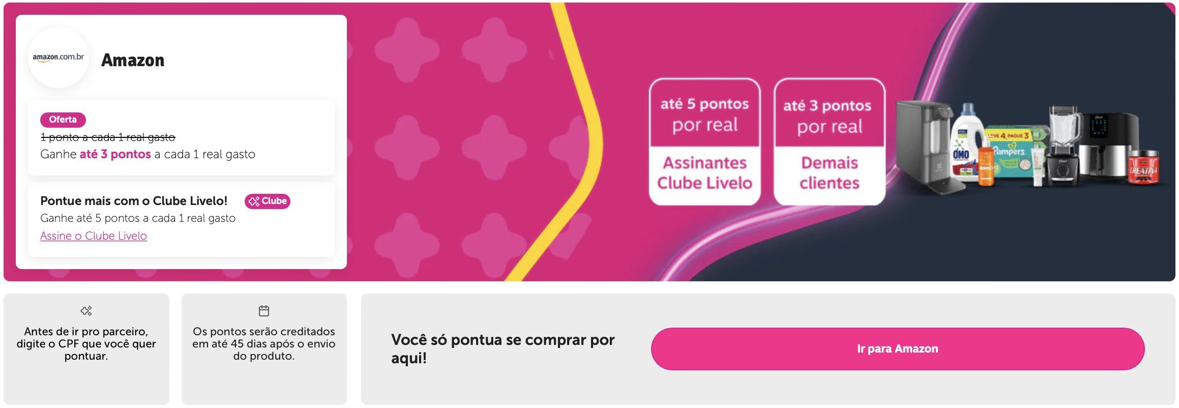 Livelo pontos Amazon