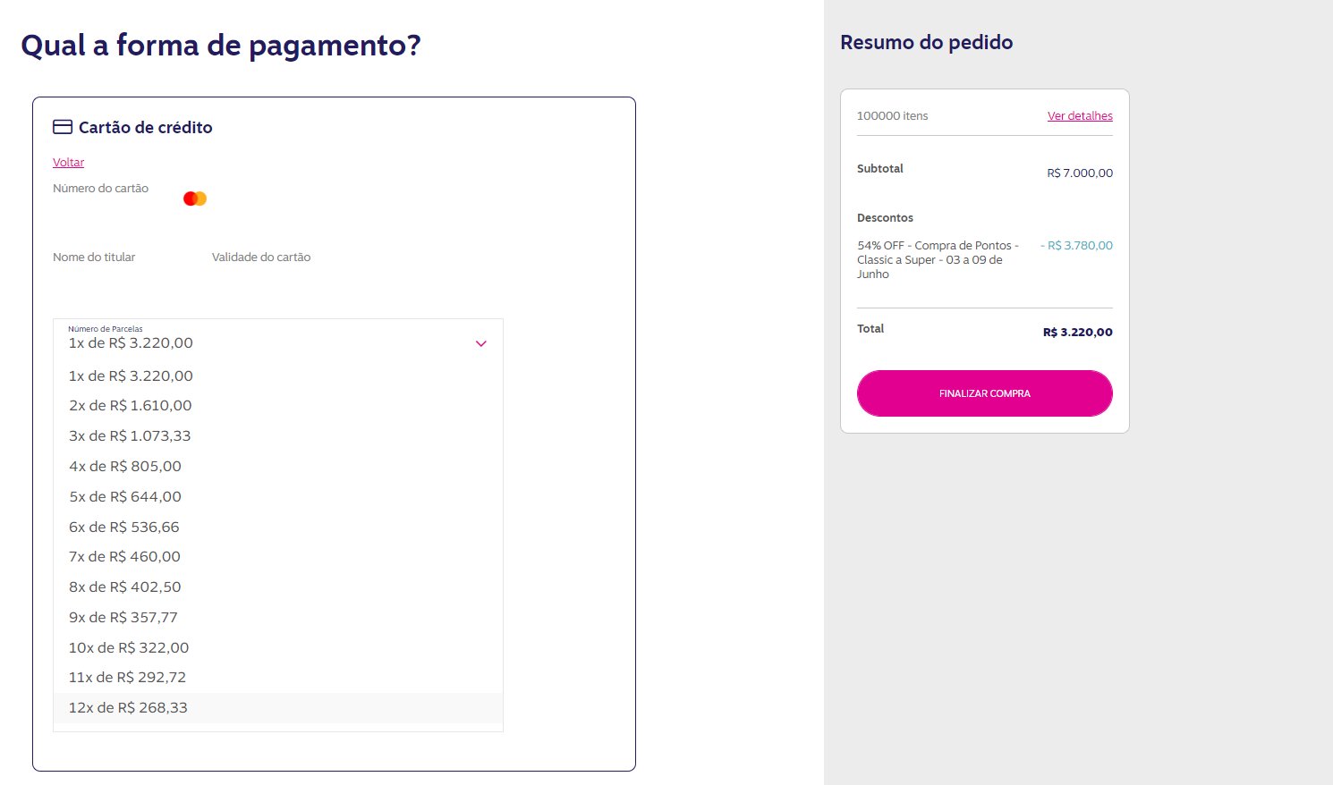 compra de pontos livelo