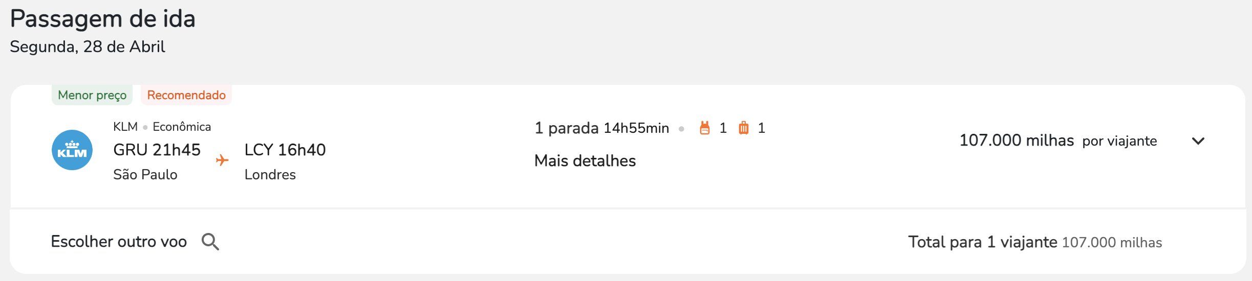 passagem milhas