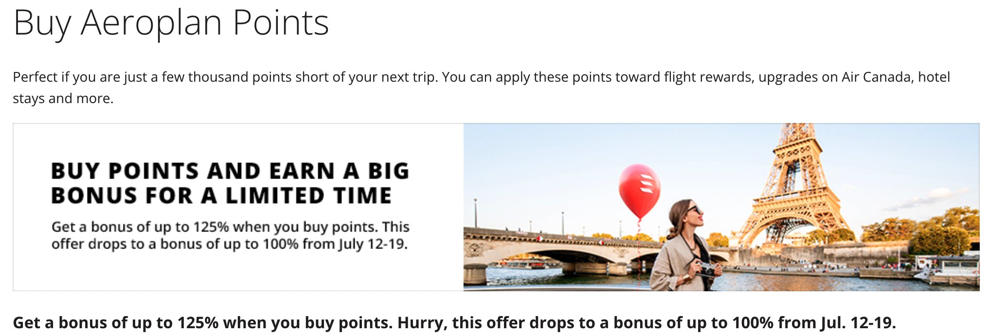 aeroplan compra milhas