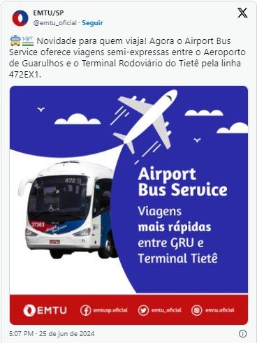 Aeroporto Guarulhos Rodoviária Tietê 
