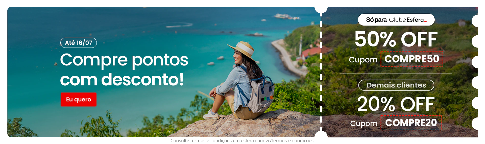 compra pontos Esfera 50%