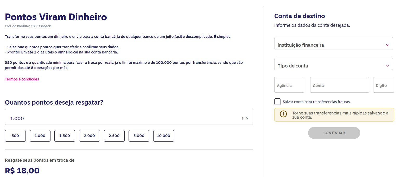 livelo pontos viram dinheiro