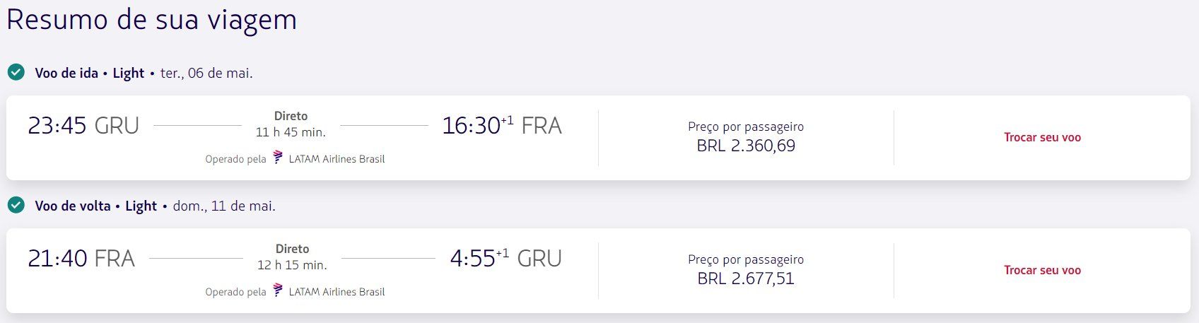 LATAM: São Paulo (GRU) x Frankfurt (FRA)