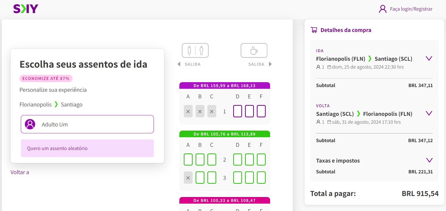 voos chile promoção