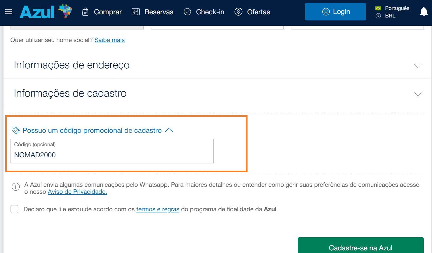 codigo nomad azul