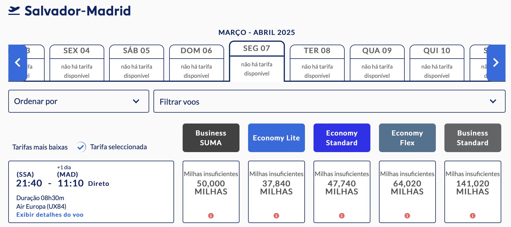 europa executiva milhas