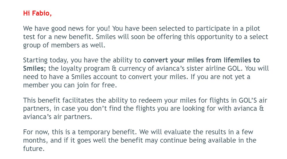 comunicado lifemiles