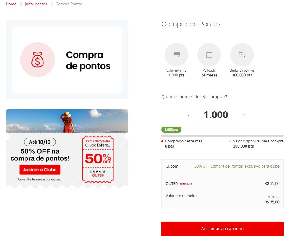 Esfera compra de pontos