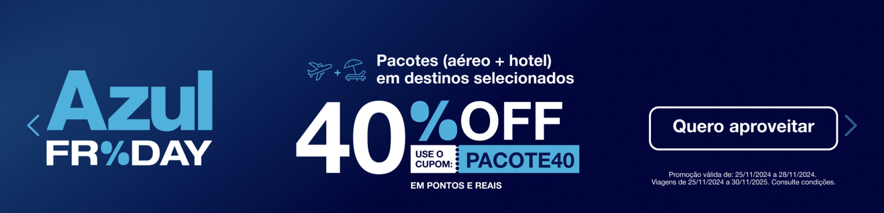 azul pacotes desconto