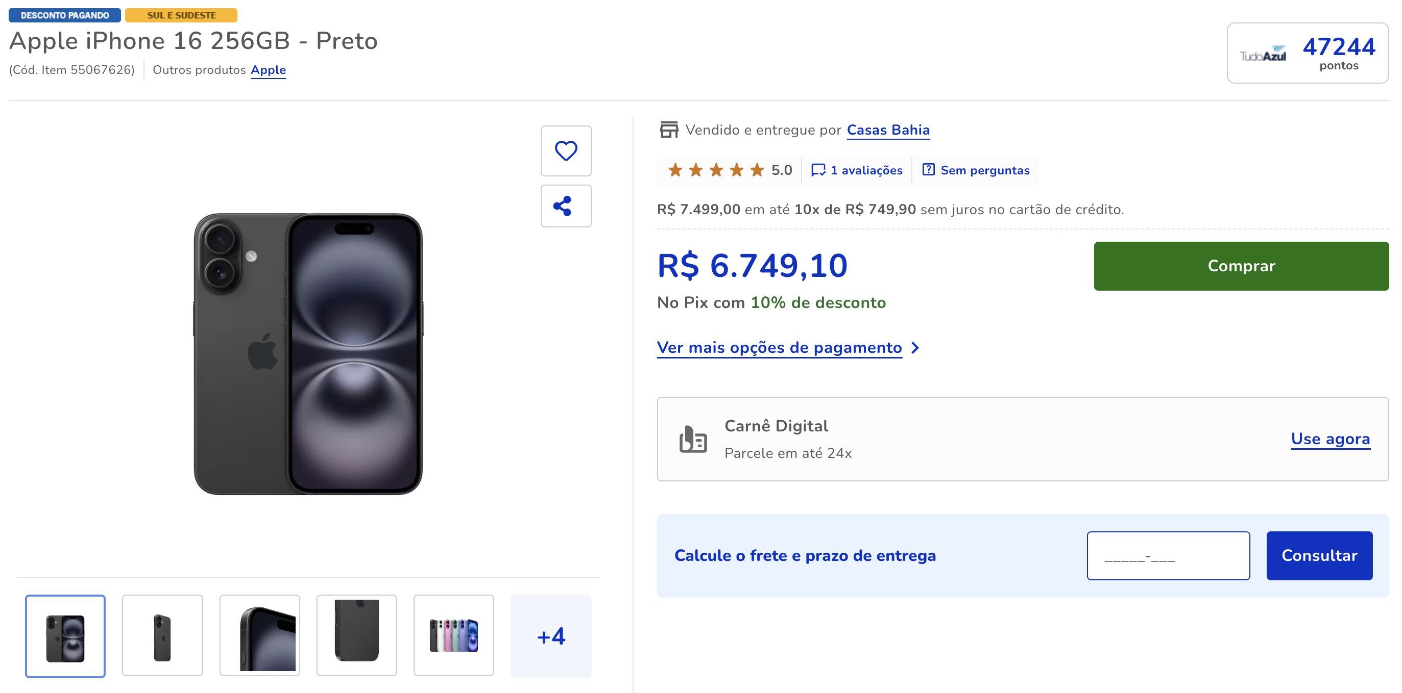 Azul iPhone 16
