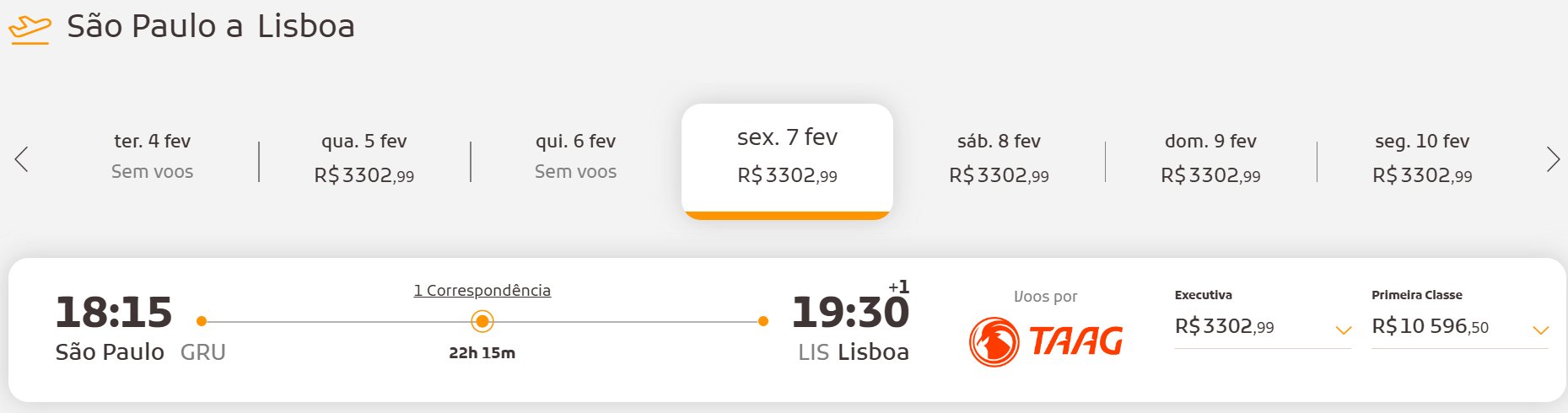 TAAG Classe Executiva