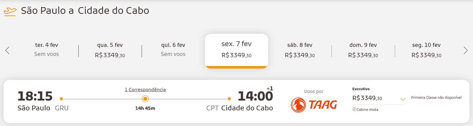TAAG Classe Executiva
