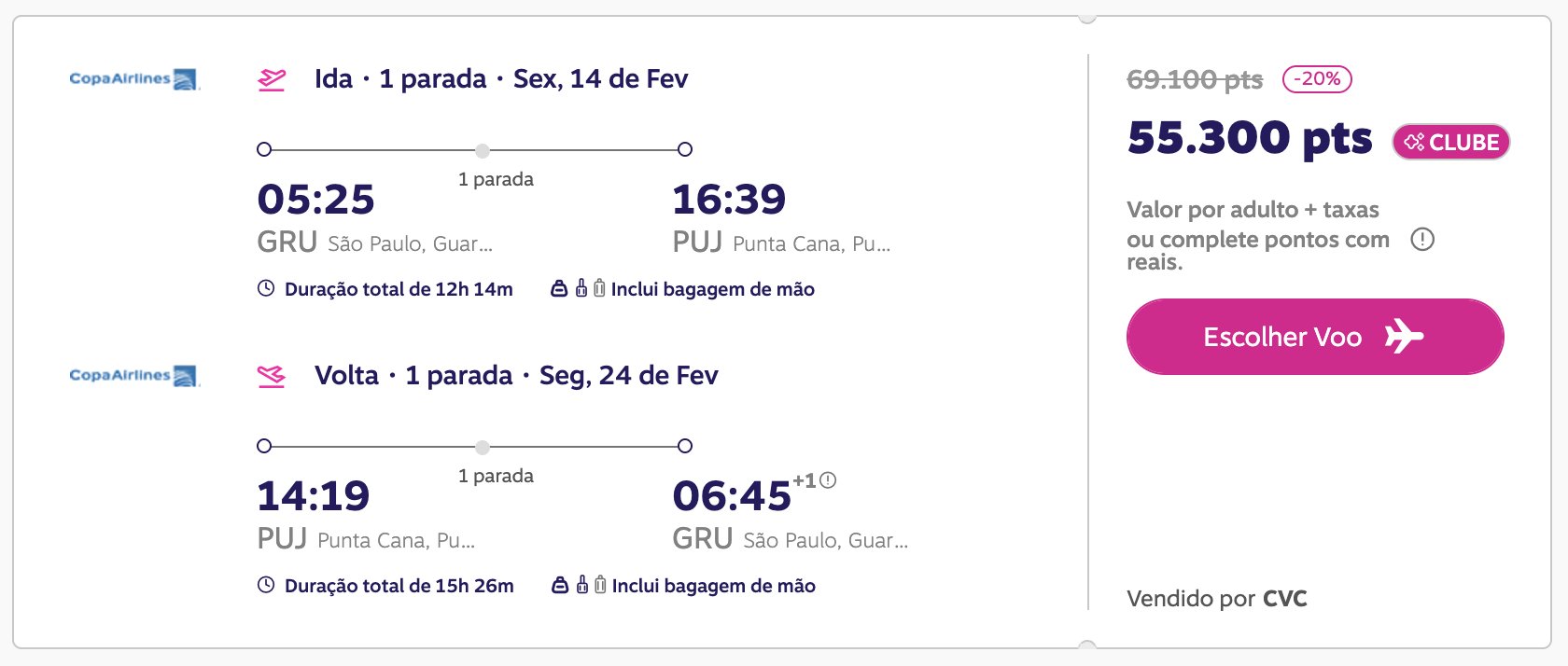 Livelo Caribe pontos