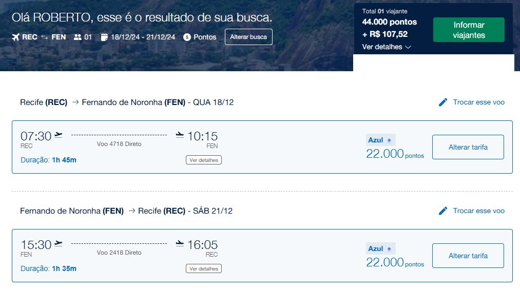 Azul Nordeste Ida Volta