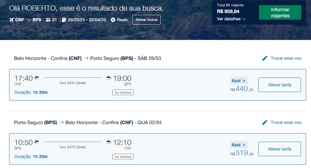 Azul Nordeste Ida Volta