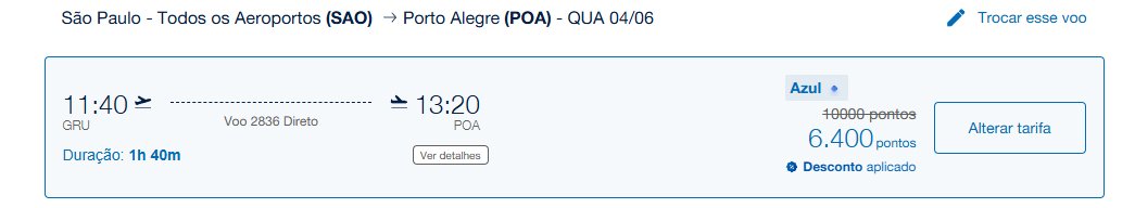 Azul Resgates Pontos