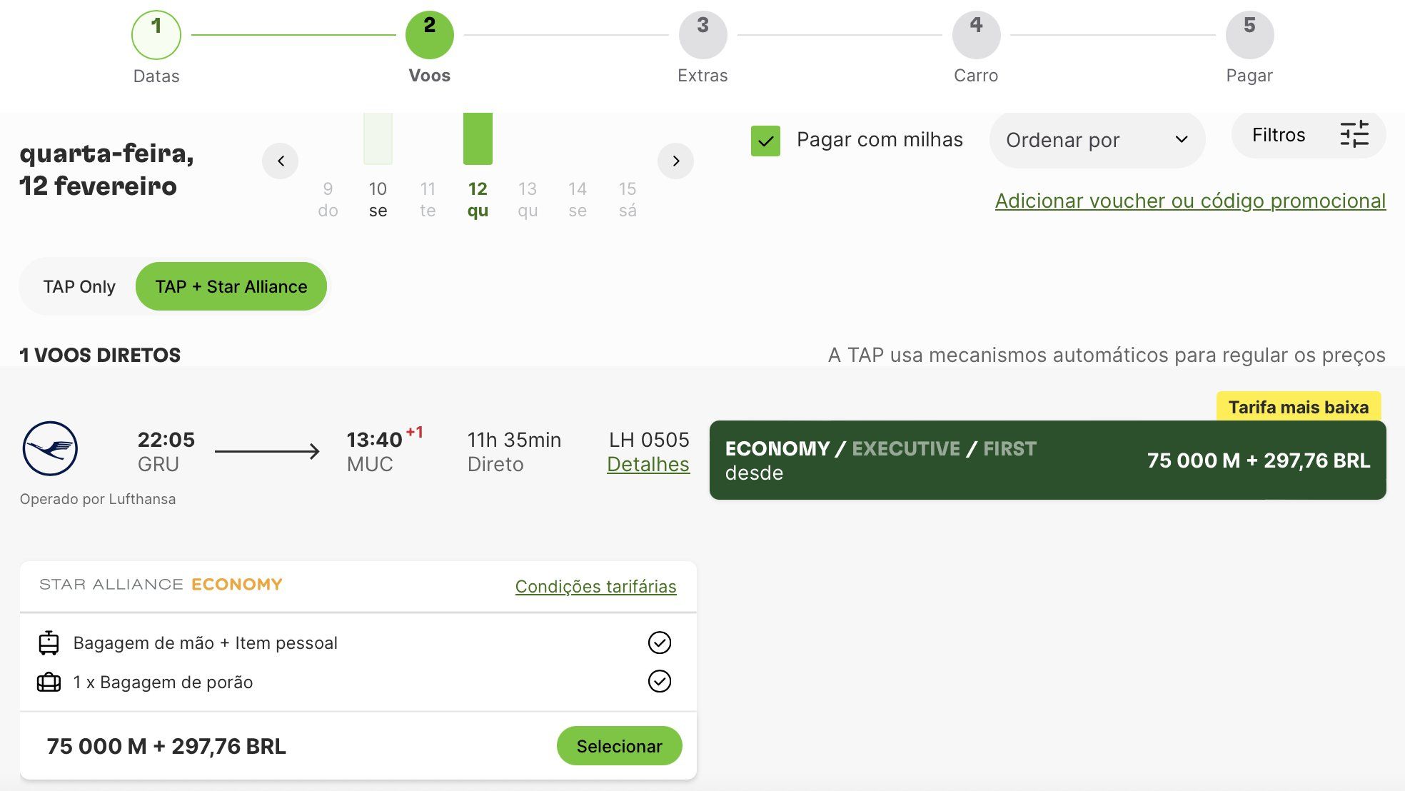 tap taxa combustível