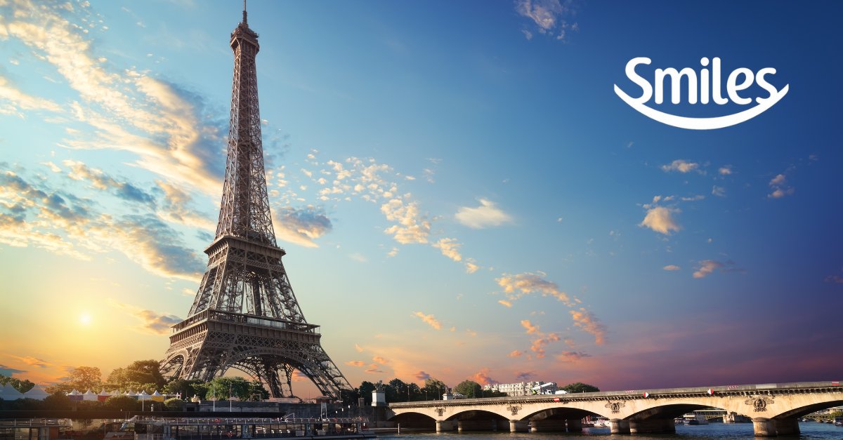 Voe para Paris a partir de R$ 1.362 ou 88 mil milhas Smiles + taxas