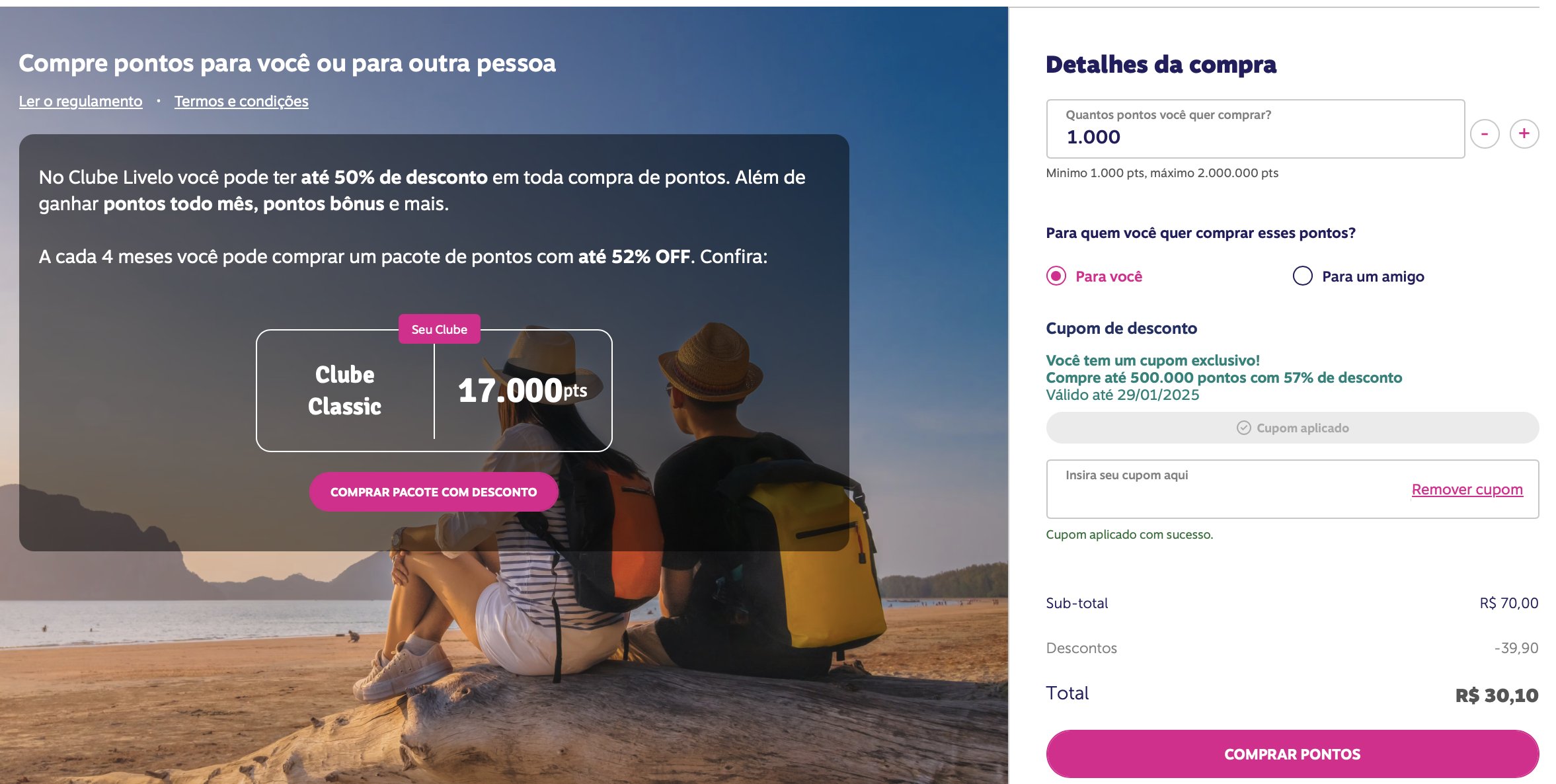 Livelo compra pontos desconto