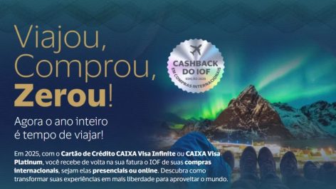 Aniversário CAIXA! Cashback do IOF em compras internacionais para cartões selecionados