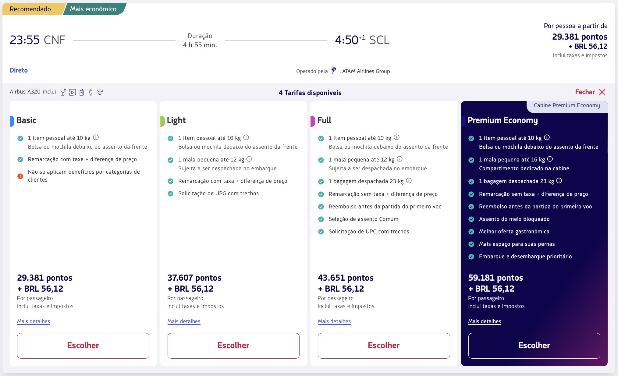 LATAM tarifa basic