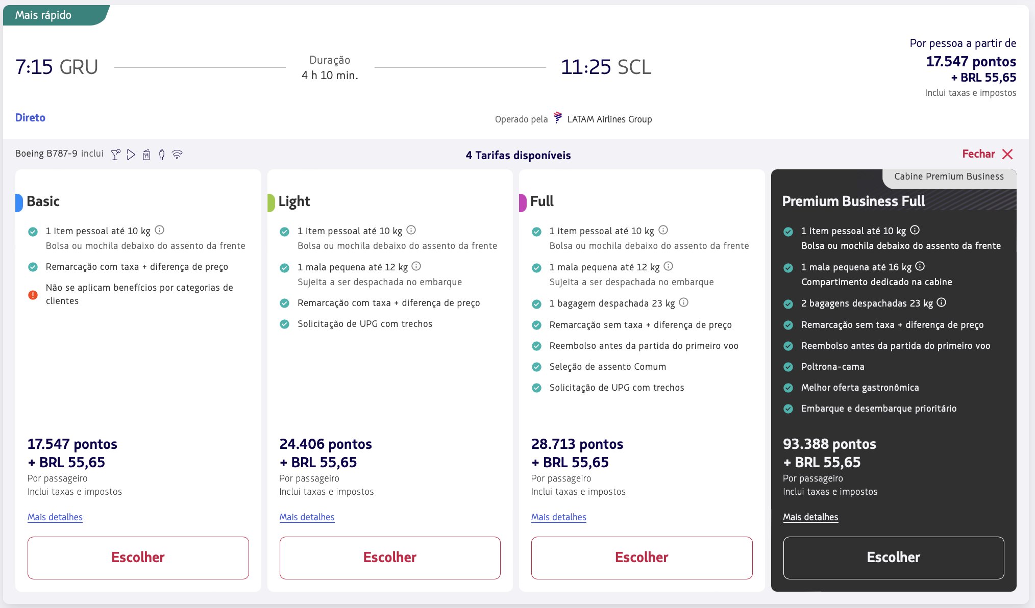 LATAM tarifa basic