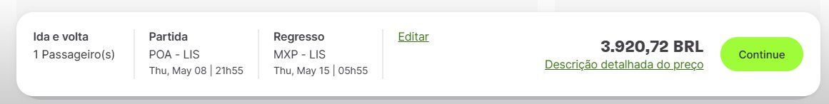 TAP voos ida e volta