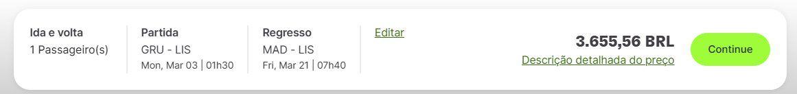 TAP voos ida e volta