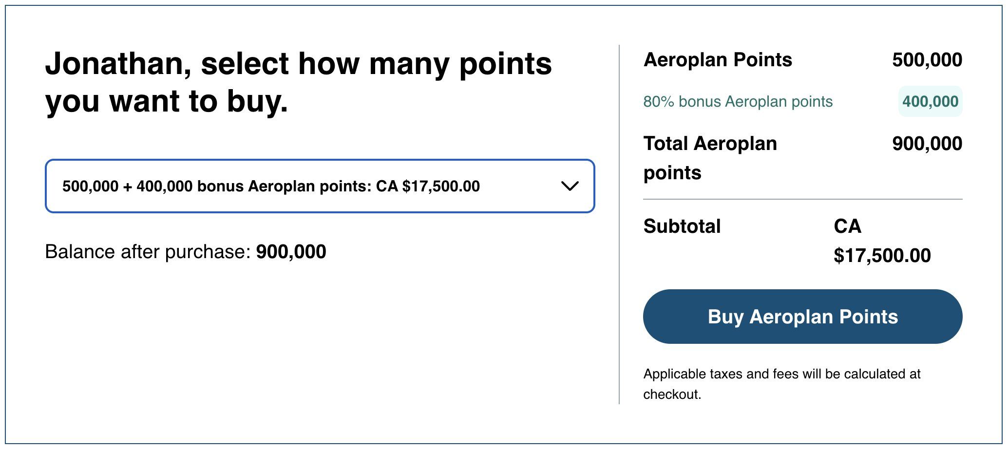 Aeroplan comprar milhas